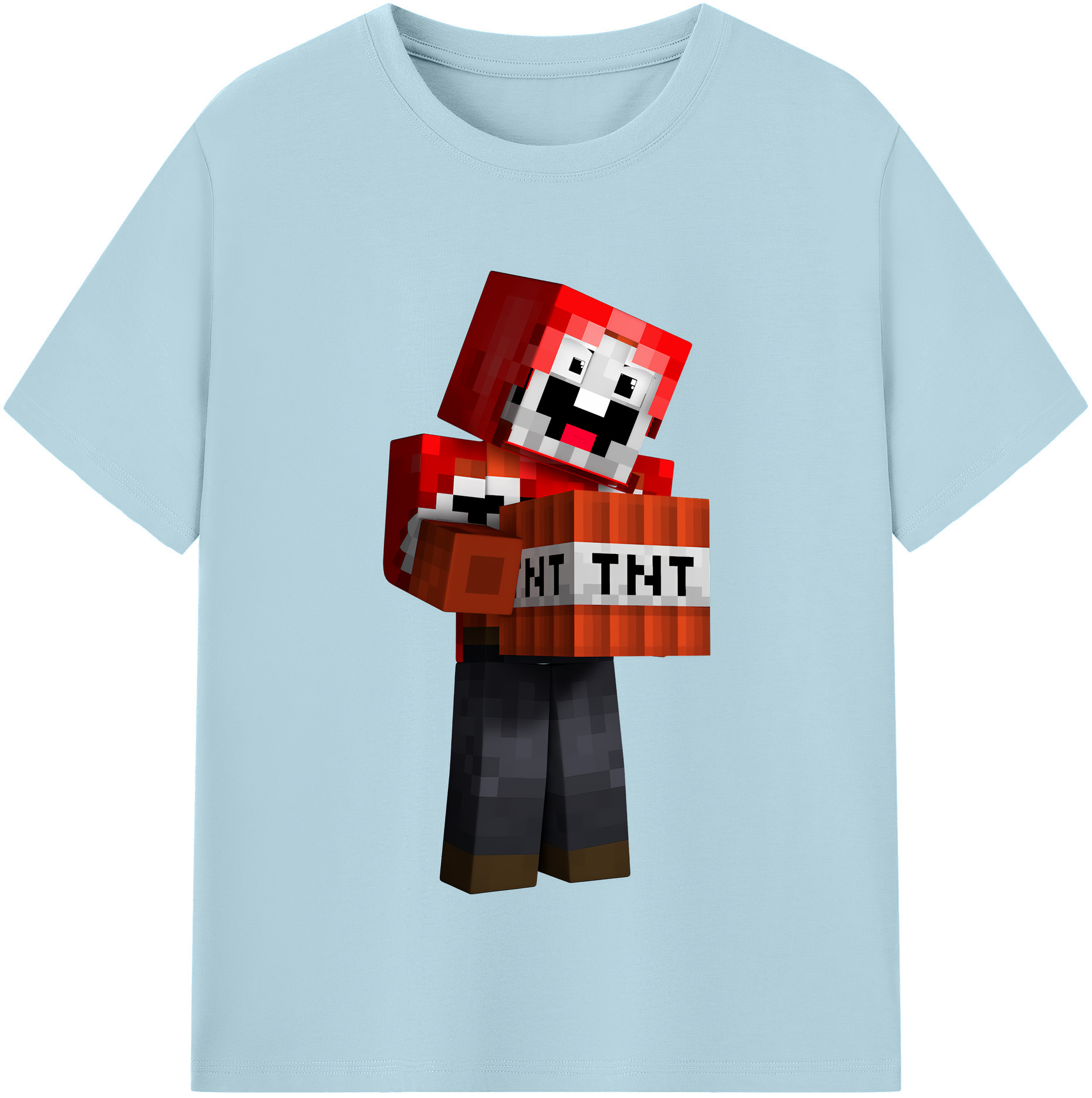 （画像用） マインクラフト ブロックの世界 Minecraft MC Block world 綿100％半袖Tシャツ（フロントプリント）